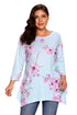 Sexy Grey Asymmetric Cut Floral Plus Size Top